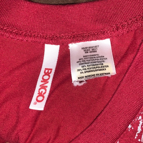 y2k punk goth authentic 2000s layered rhinestone maroon red tee shirt - Picture 3 of 3